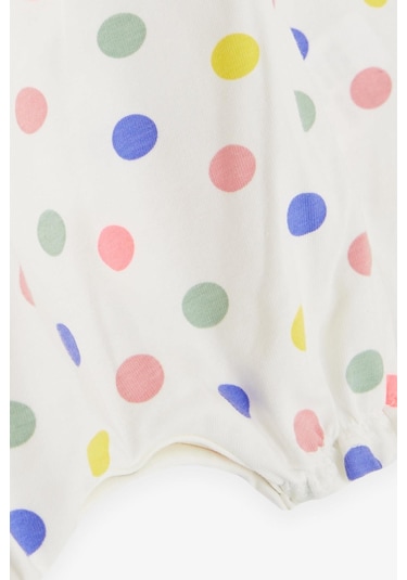 Breeze Kız Bebek Kısa Tulum Puantiyeli Fiyonklu 4 Ay-1.5 Yaş, Ekru-Ekru