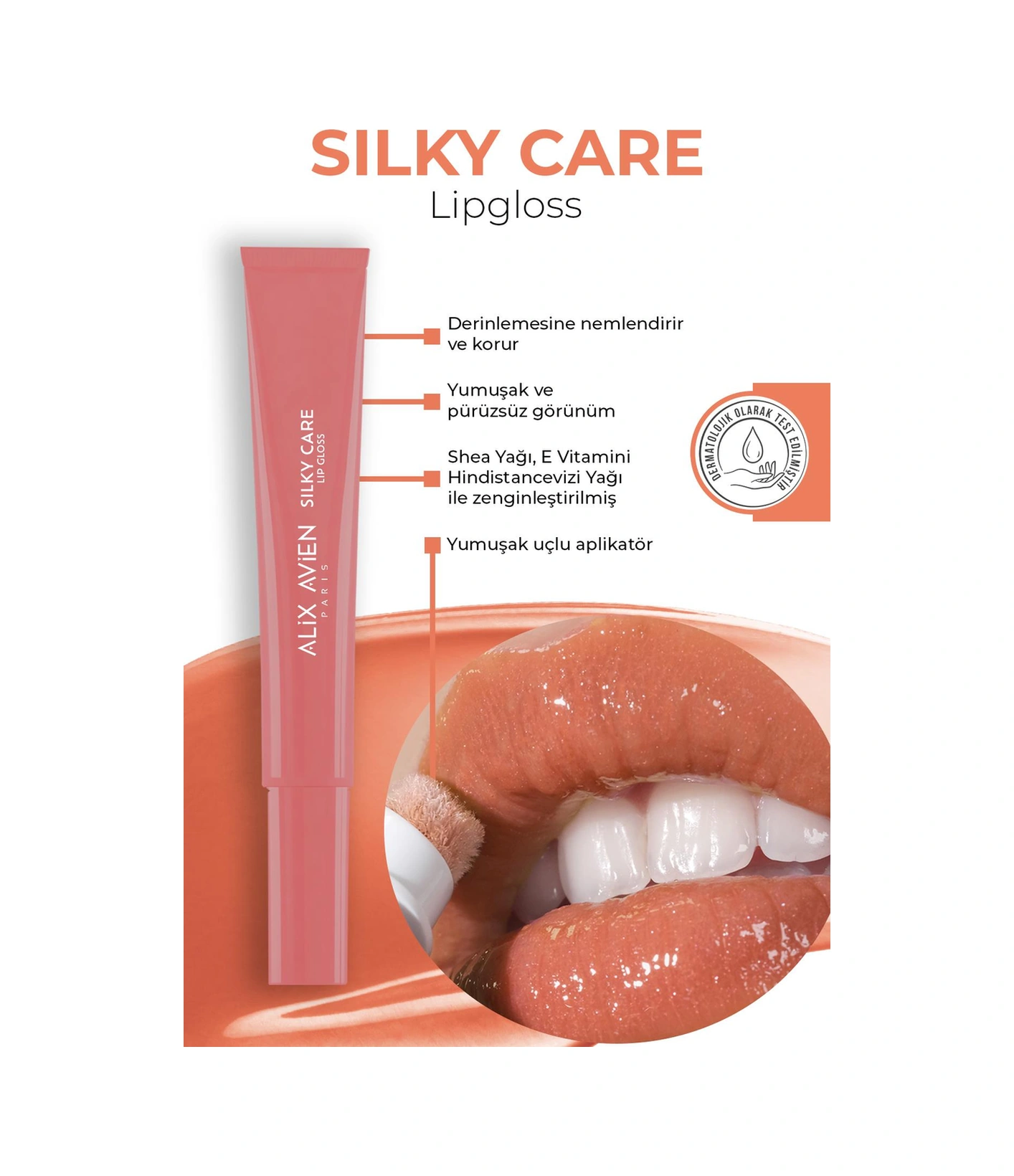 Alix Avien Dolgun Gürünüm Ve Nemlendirici Etkili Dudak Parlatıcısı Silky Care Lipgloss 304 Peachy Blossom