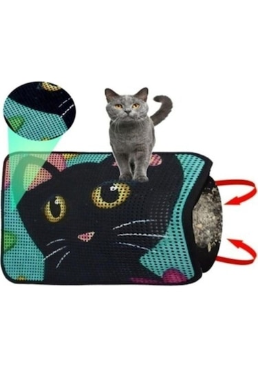 Renkli Desenli Elekli Kedi Tuvalet Önü Paspası 60 X 45 Cm