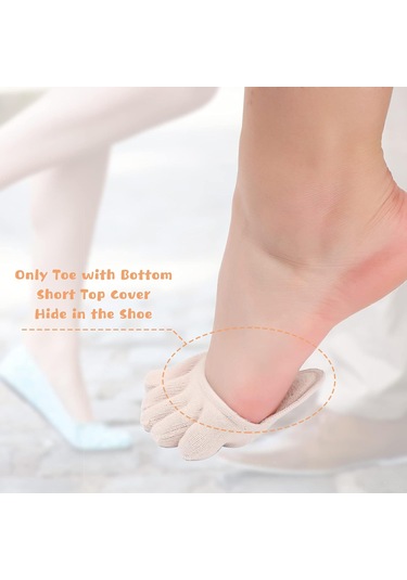 Maiyame Kadınlar İçin 6'lı Set Yarı Ayaklı, Kaymazsız, Gizli Parmaklı Çoraplar Us 6-9.5 Ayakkabı Numara Diğer