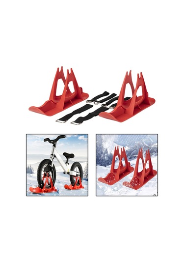 Suntek Kış Kar Kızağı Bisiklet Kayak Kızak Spor Kırmızı