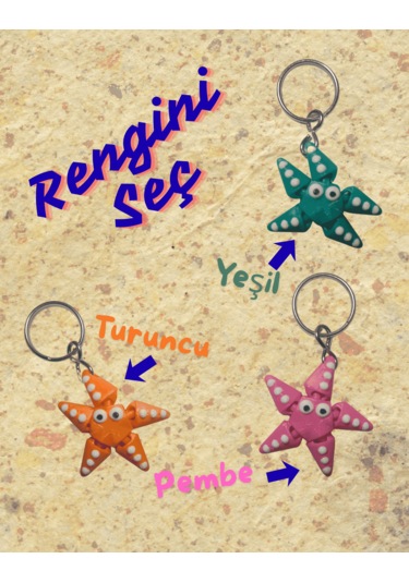 Sevimli Hareketli Deniz Yıldızı Anahtarlık - 1 Adet Çok Renkli