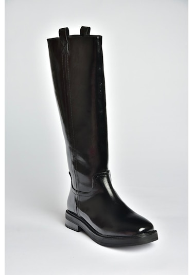 Fox Shoes V312513560 Siyah Rustik Alçak Topuklu Kadın Çizme Siyah