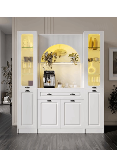 Guneystore Armoni Black Maxi Kahve Köşesi Komple Mdf Beyaz