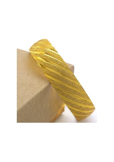 Altın Kaplama Yan Çizgili Simli 1.5 Cm Bilezik Blz-3070 Altın