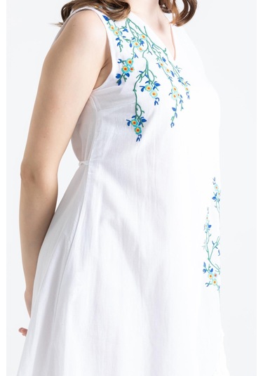 Kolsuz Vual Candan Yırtmaçlı Midi Boy Elbise Beyaz Byz-beyaz Beyaz