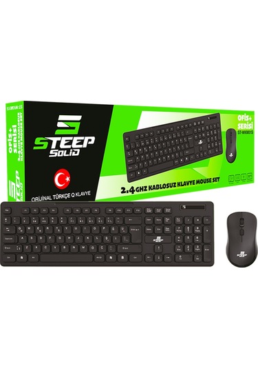 Steep Solid  ST-WKM01S Standart Kablosuz Q Klavye + Optik Mouse