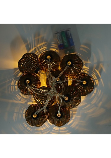 Skycity 10 Adet Kahverengi Doğal Rattan Toplumlu Led Işık Zinciri - Yatak Odası, Noel, Düğün Dekorasyonu - 3xaa Pil İle Çalışır Pil Dahil Değil Diğer