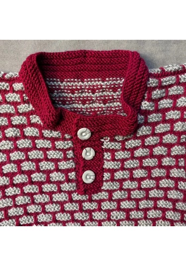 Uretti - Tuğba 9352 - El Örgüsü Gri - Bordo Erkek Çocuk Süveter - 7 -8 Yaş Çok Renkli