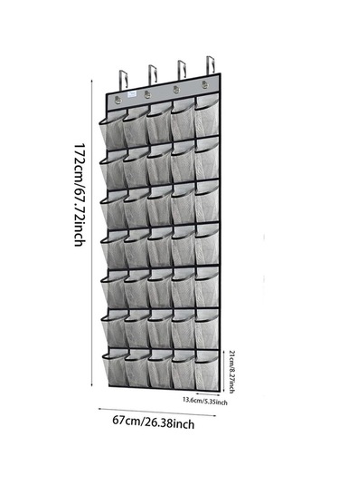 Pazly Suntek Gri Kapı Ayakkabı Rafı Düzenleyici 35 Cepli Sağlam Ve Pratik Diğer
