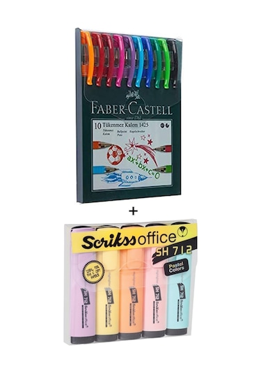 Faber 1425 Tükenmez Kalem Seti Scrikss Pastel Fosforlu Seti F.K