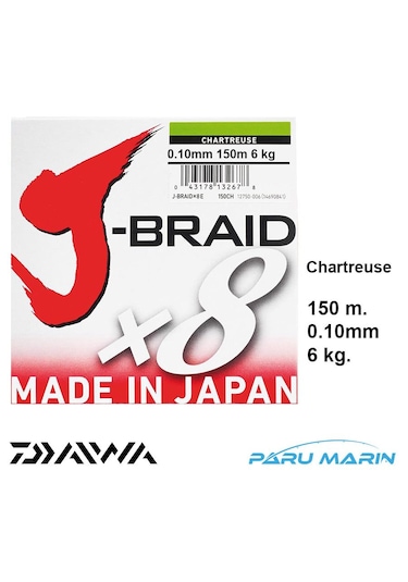 Daiwa J-Braid X8 Açık Yeşil 150 Mt. 0.10Mm 6 Kg. Ip Misina