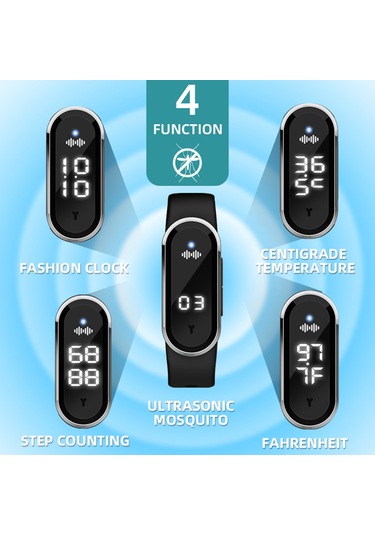 Kangvka M21 Siyah Ultrasonik Enjeksiyonlu Bileklik - Saat, Adım Sayımı, Sıcaklık Ölçümü Ve Dışarıda Enjeksiyon Koruma