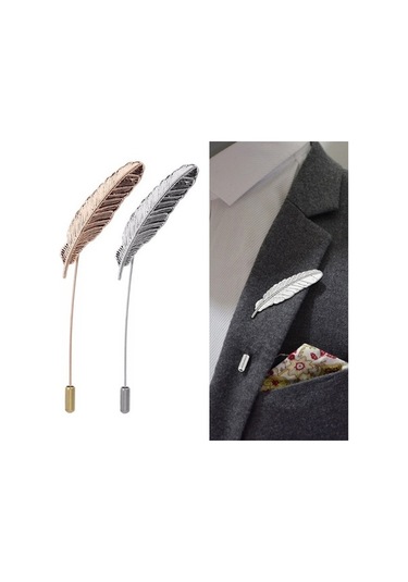 Flybuy Yaprak Tüy Sevimli İğne Gümüş Broş Ju Gümüş