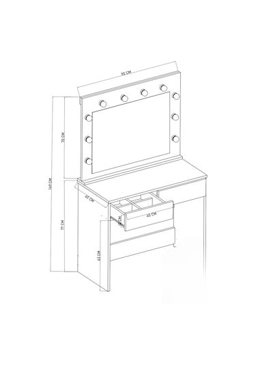 Sakura Işıklı Aynalı Çekmeceli Makyaj Masası Atlantik Çam
