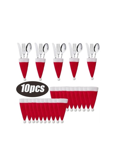 Merry Christmas Dekorasyon 2023 Noel Sofra Çanta Tutucu Noel Şapka Çatal Bıçak Çatal Çanta Noel Süs Dekor 10