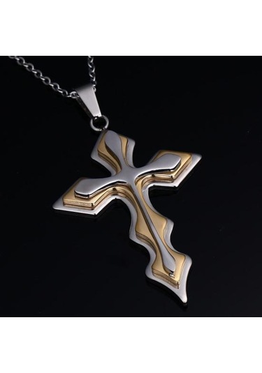 2 Adet Erkekler Rhinestones Kakma İsa Haç Kolye Zincir Kolye Hediye Çok Renkli