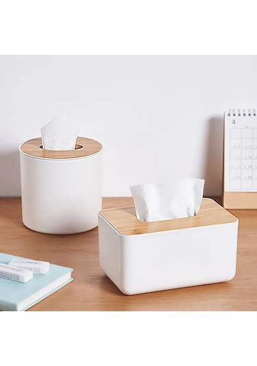 Orta Boy Normal Masaüstü Kağıt Mendil Kutusu Uzaktan Kumanda Depolama Rafı Ahşap Kapak Peçetelik Kare Plastik Doku Tutucu Mutfak Oturma Odası