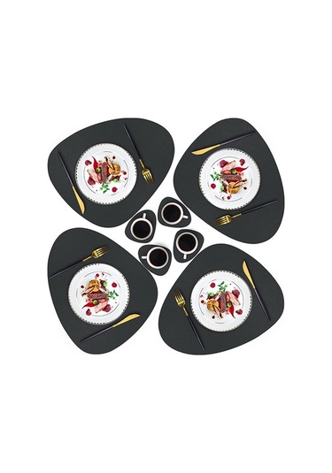 Ulzyvf Şarap Örtüsü, Kırmızı Deri Altlıklar, Kaymaz, 4'lü Set Şarap Kırmızısı