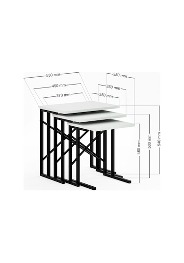 Zg2 Metal Ayaklı Zigon Sehpa - Beyaz Zg2-beyaz
