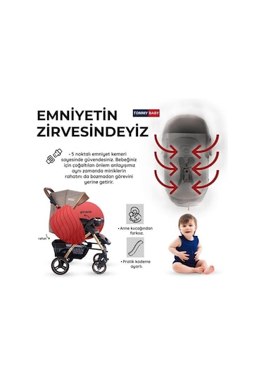 Tommy Baby Tornado Plus Gold Alüminyum Lüx Çift Yönlü Bebek Arabası