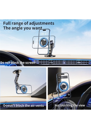 Cbtx C13 Çok Açılı Ayarlanabilir Araç Telefonu Montaj Parçası, Magsafe Manyetik Araç Telefonu Tutucuyla Uyumlu - Gümüş