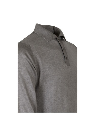 Erkek Açık Gri Kazak Polo Yaka Yünlü Klasik Normal Kesim Rar00816