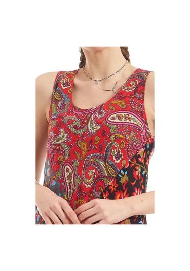 Kırmızı Patchwork Vual Yazlık Elbise