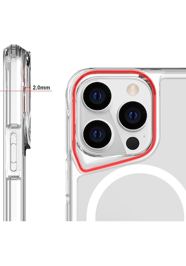 iPhone Uyumlu 14 Pro Max Kılıf Magsafe Özellikli Maximus Sararmaz Şeffaf Kapak