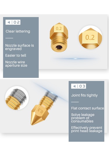 Leasetake 37 Adet 3d Yazıcı Nozulu Mk8 Nozulu 0.2, 0.3, 0.4, 0.5, 0.6, 0.8, 1.0mm Creality Cr-10 Ender 3 5 İçin Ekstruder Baskı Kafası