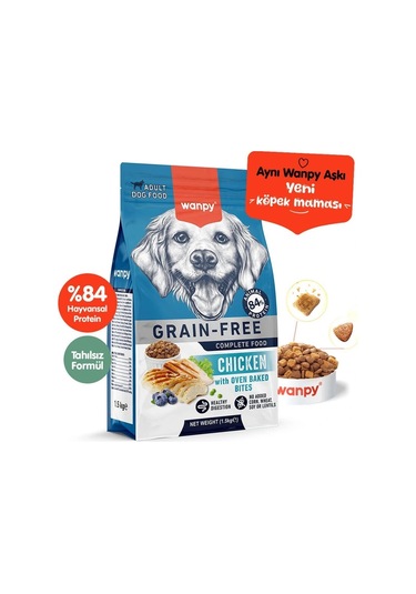 Wanpy Tavuklu Tahılsız Yetişkin Köpek Maması 1.5 Kg