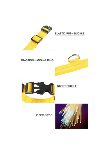 Geeroyoo Gece Görünürlüğü Artıran Suya Dayanıklı Led Nylon Köpek Tasması - Sarı, S Boy Sarı