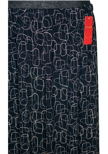 Hesna Kadın Betül 8 Parça Lastikli Astarsız Siyah Etek Desen 14 Siyah