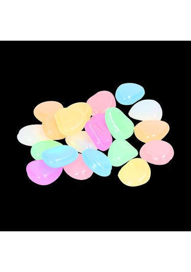 Neevoyu Beyaz Işıklı Taşlar 200 Adet, Bahçe Akvaryum Dekorasyonu, Kendini Parlatıcı Fluoresan Çimen Taşları