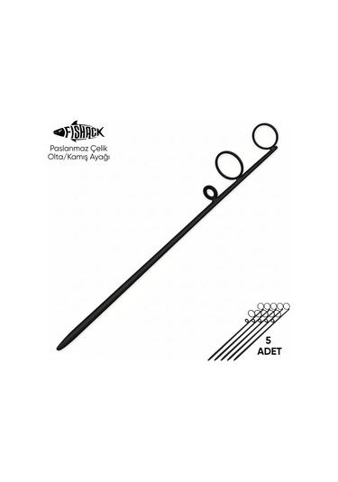 Olta Kamış Ayağı - Paslanmaz Çelik - Fishack - Siyah - 5'li