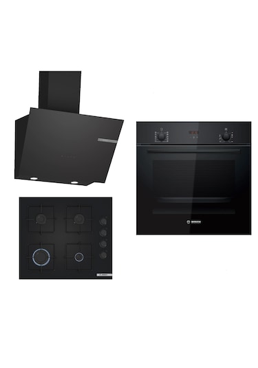 Bosch HBF512BB1T - POP6C6P30O - DWK66PJ60T Siyah Ankastre Set