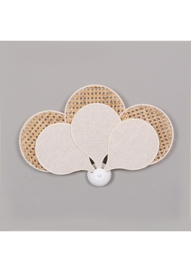 Yeni Papatya Doğal Hazeran & Keten Kumaş Aplik Beyaz