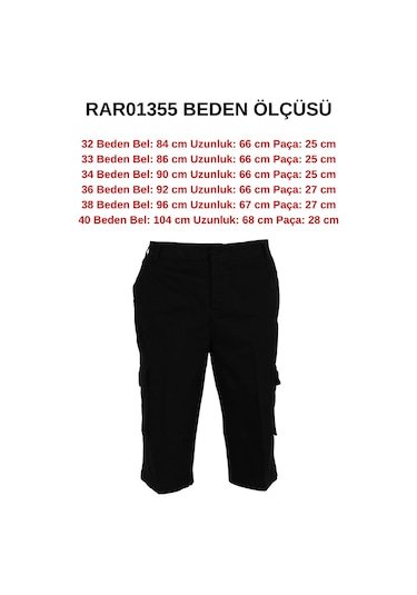 Erkek Keten Kapri Kargo Cep Bermuda Regular Rar01355 Siyah