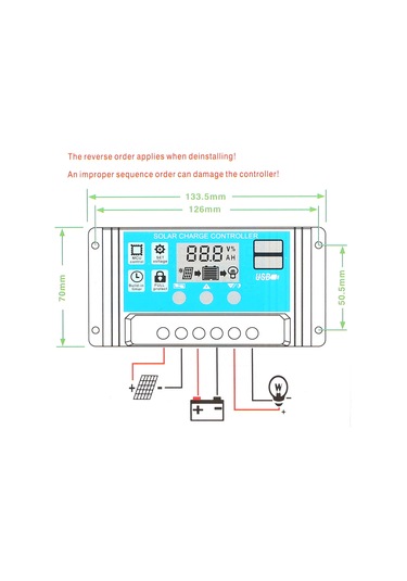 30a 12v / 24v Güneş Şarj Kontrol Cihazı Pwm Akıllı Regülatör Usb 5v 2.5a
