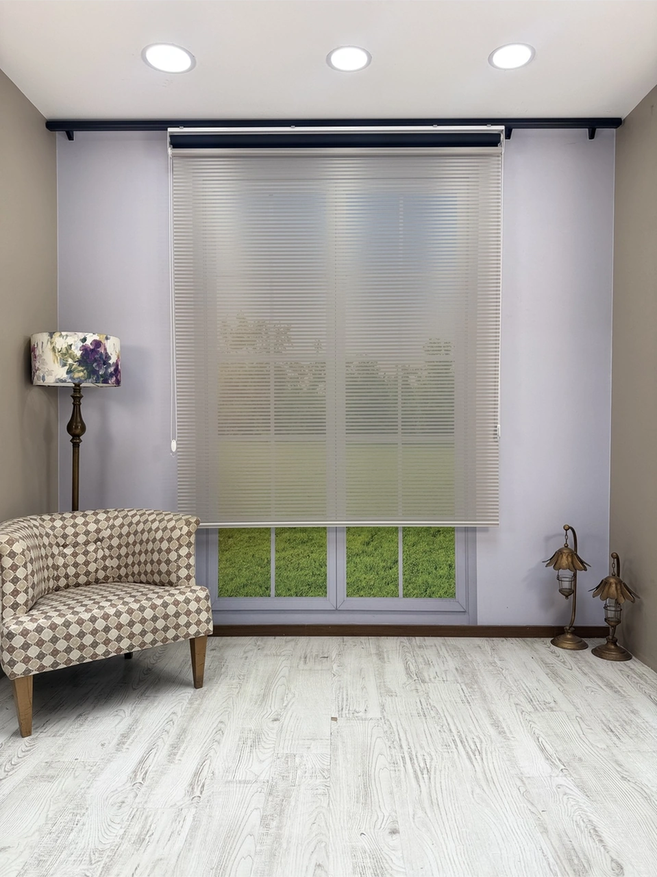 Luna Serisi Açık Gri Tül Siyah Stor Perde Işık Kontrollü, Çift Mekanizmalı, Kolay Montaj Siyah