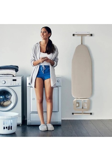 Chuangyinshop Beyaz Duvar Tipi Ütü Tahtası Askısı - Çift Kancalı Metal Ütü Panosu Askılığı