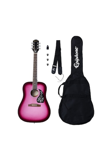 Epiphone Starling Akustik Gitar Başlangıç Paketi (Hot Pink Pearl)