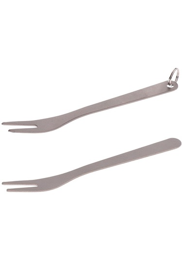 Homyl Saplı Titanyum Meyve Çatalı Açık Kamp Sofra Gümüş