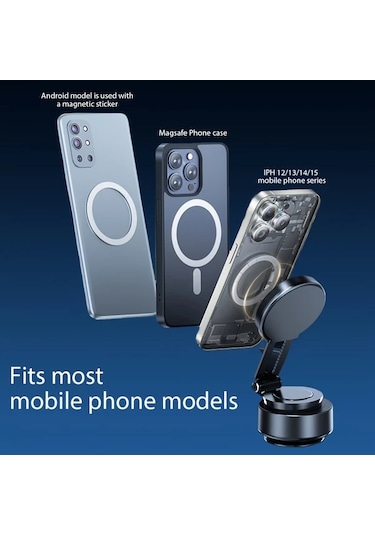 Honeybeeshop Yükseltilmiş Sürüm Yeni Manyetik Araba Telefon Tutucu Siyah 1 Bilgisayar Taşınabilir Elektrikli Emme Kupası Duvar Montaj Açı Ayarlanabilir 360 Döndürme