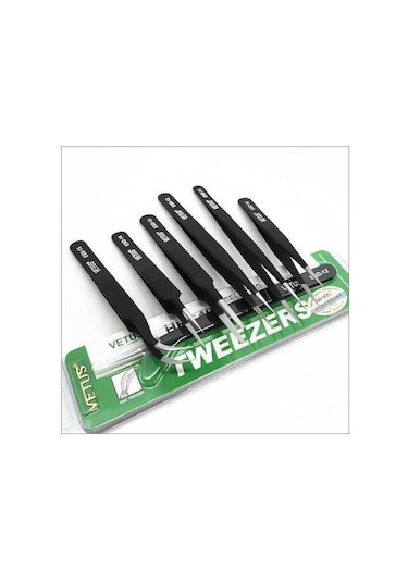 6 Çeşit Vetus Hassas Elektronik Cımbız Seti Antistatik Çelik