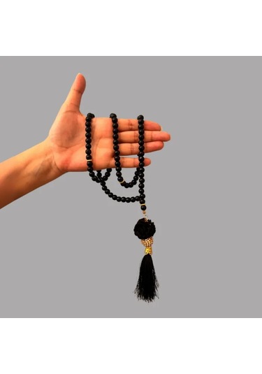 Uretti - Gül 4612 - El Yapımı Püsküllü İnci Tesbih 99'lu - Siyah Siyah
