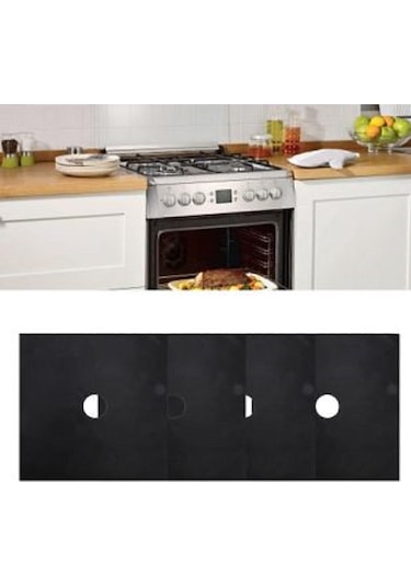 Yıkanabilir Ocak Koruyucu Folyo Kirlenmeyi Önleyen Yanmaz Yapışmaz 4'lü Set Zorlu Lekelere Son