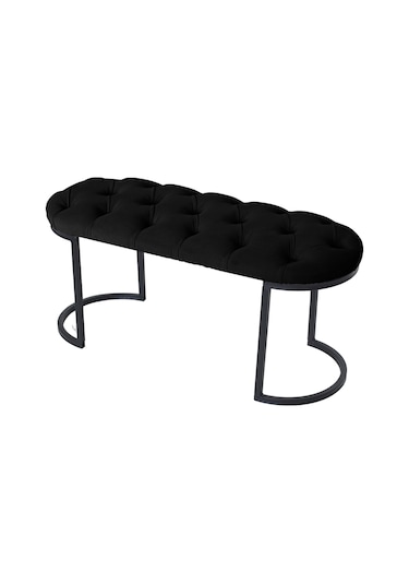 Elısse Siyah Model- Oval Metal Ayak 100 Cm Bench&koltuk&puf-yatak Odası Önü&ucu Puff&oturak
