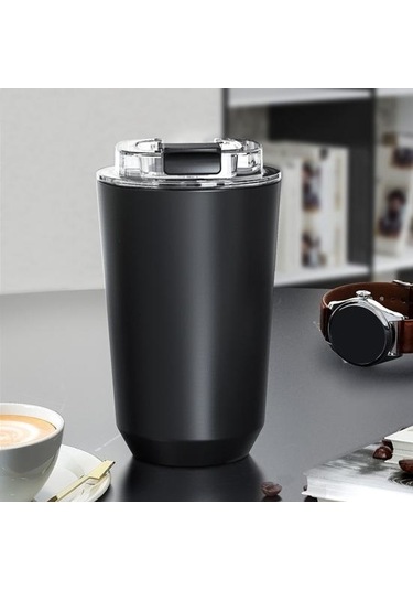 Siyah Paslanmaz Çelik Vakum Yalıtım Fincan Silikon Kapaklı Yalıtımlı Tumbler Seyahat Kupa Sızdırmaz Yeniden Termos Bardak 56819838