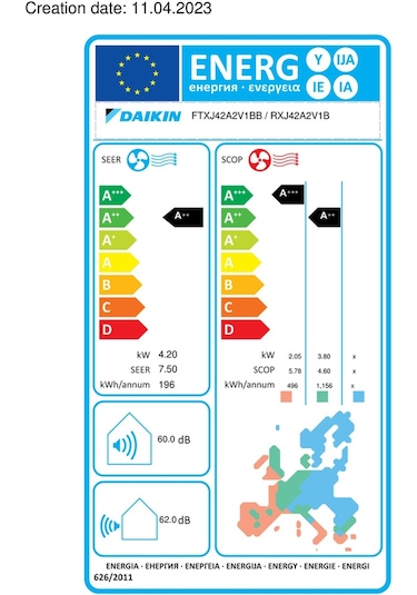 Daikin Emura FTXJ42AS R32 14000 Btu/h A++ Inverter Klima